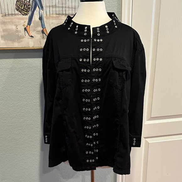 Jackets & Blazers - Live a Little Sz 3X Black Grommets Utility Jacket • NEW!